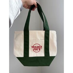 Trader Joe's Mini Tote Bag Green Reusable Forest Green